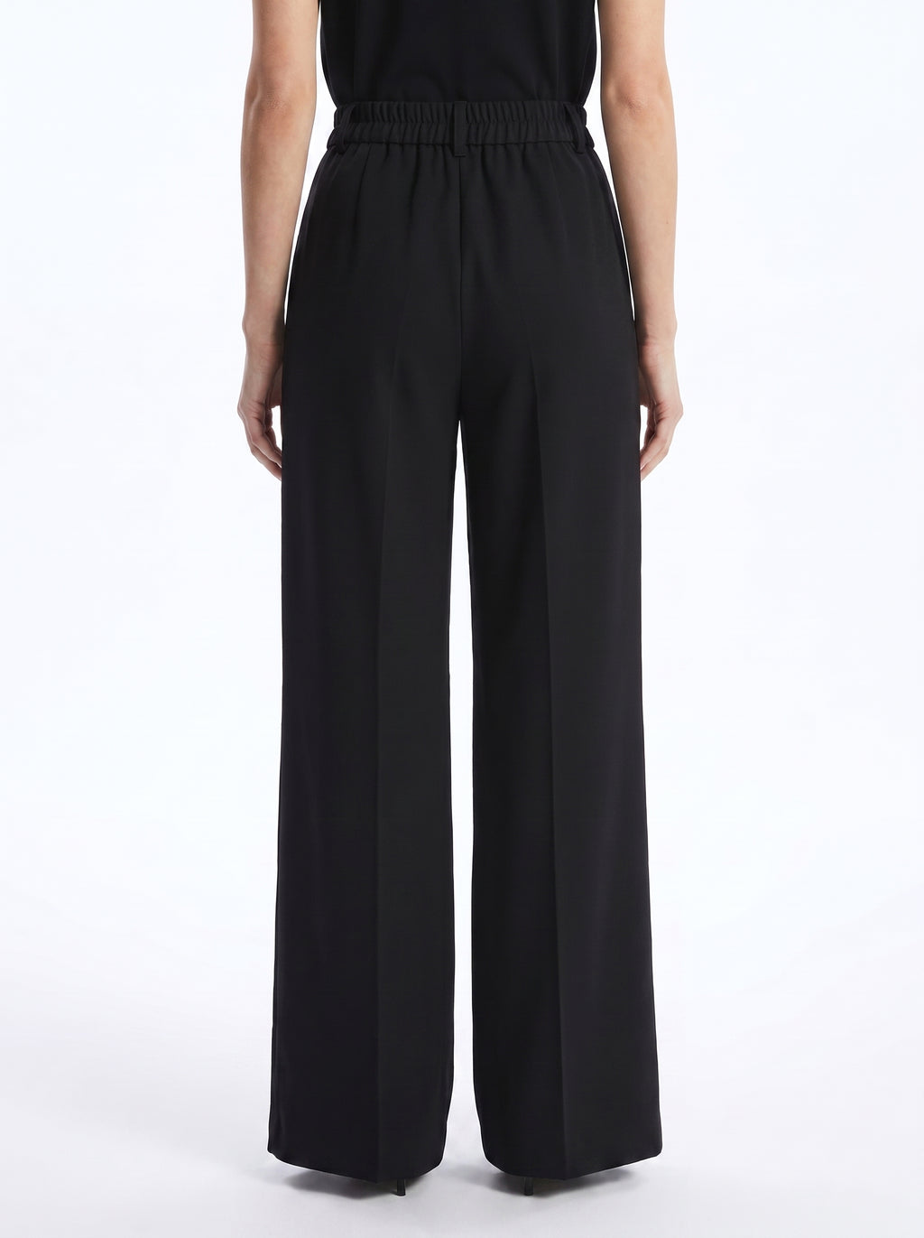 Asymmetric Wrap Wide Leg Pants - Black