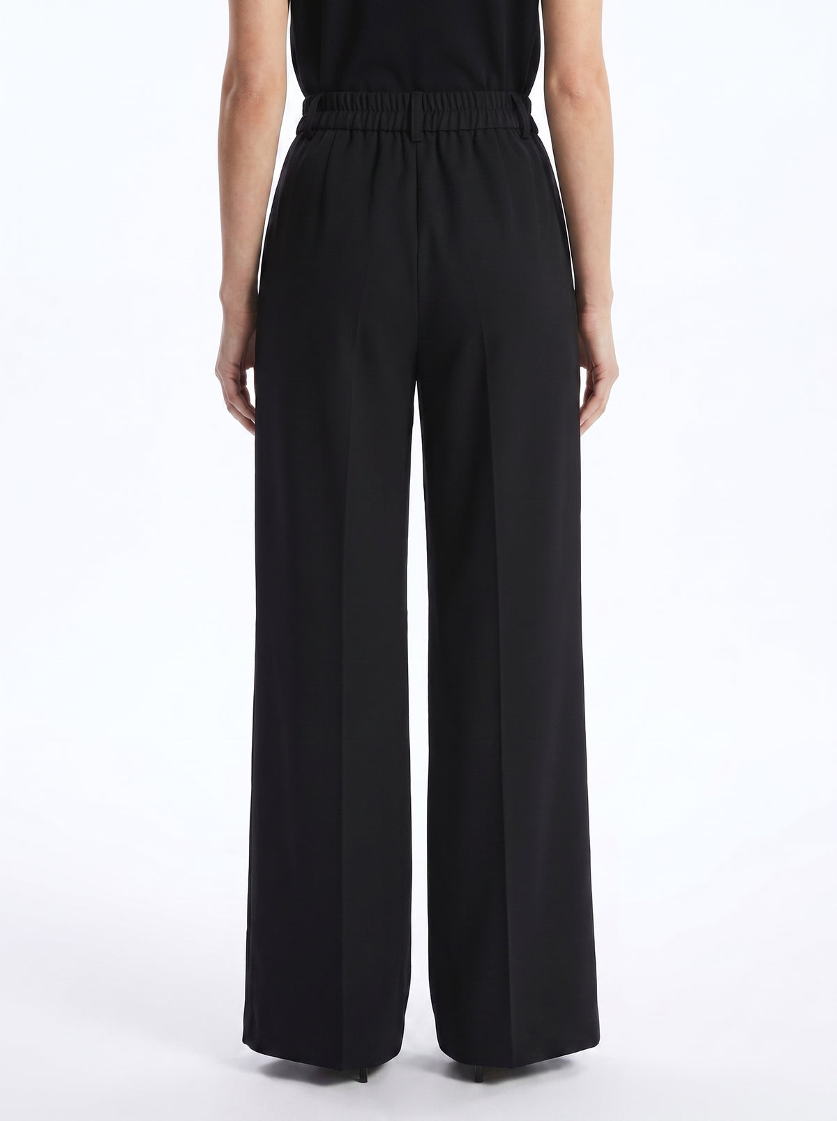 Asymmetric Wrap Wide Leg Pants - Black