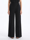Asymmetric Wrap Wide Leg Pants - Black