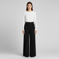 Asymmetric Wrap Wide Leg Pants - Black