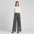 Asymmetric Wrap Wide Leg Pants - Gray